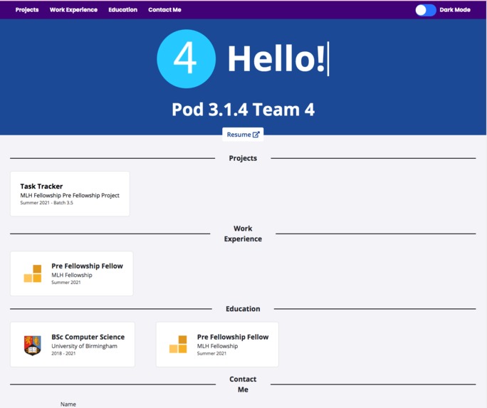 Pod 3.1.4 Team 4 Portfolio – screenshot 1