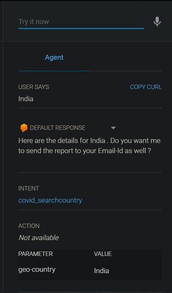 Covid-19 bot – screenshot 1