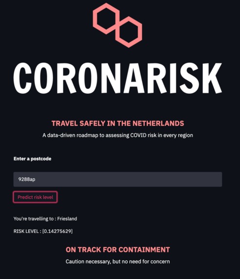 Business challenge : CoronaRisk – screenshot 1