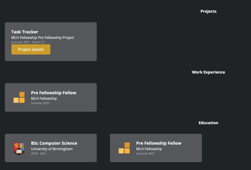 MLH Portfolio Project – screenshot 3