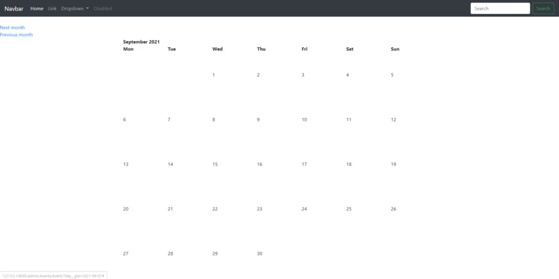 Django Calendar (WIP) – screenshot 1