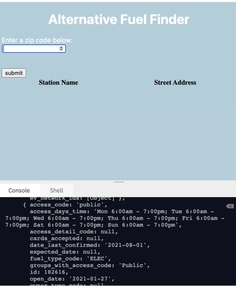 Alternative Fuel Finder: Coder, Team 11 – screenshot 3