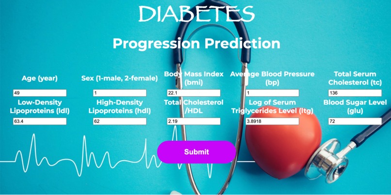 Diabetes Progression Prediction - Prediction – screenshot 1