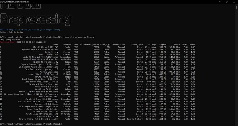 DataCLI – screenshot 2