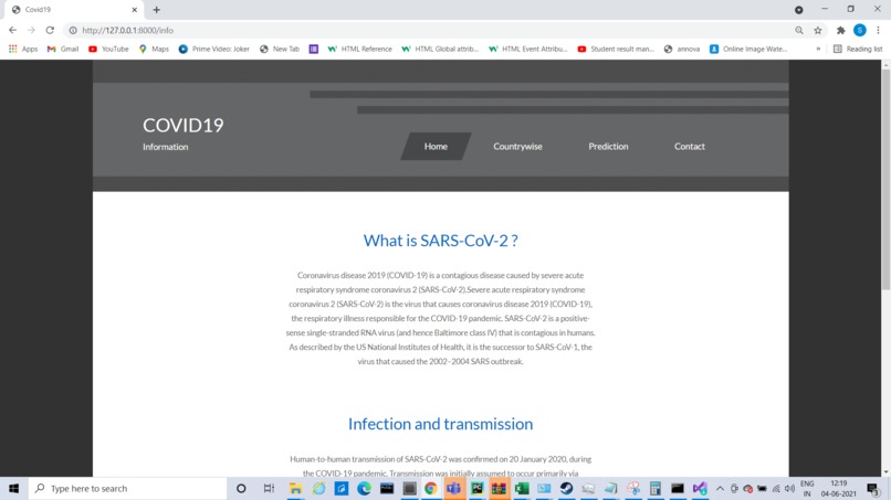 Covid 19 Prediction and Visualization using ML – screenshot 4