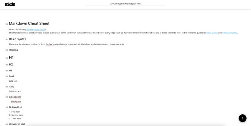 mkdn.link – screenshot 1