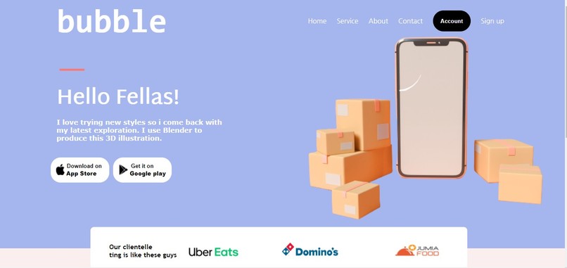 Bubble food delivery site – screenshot 1