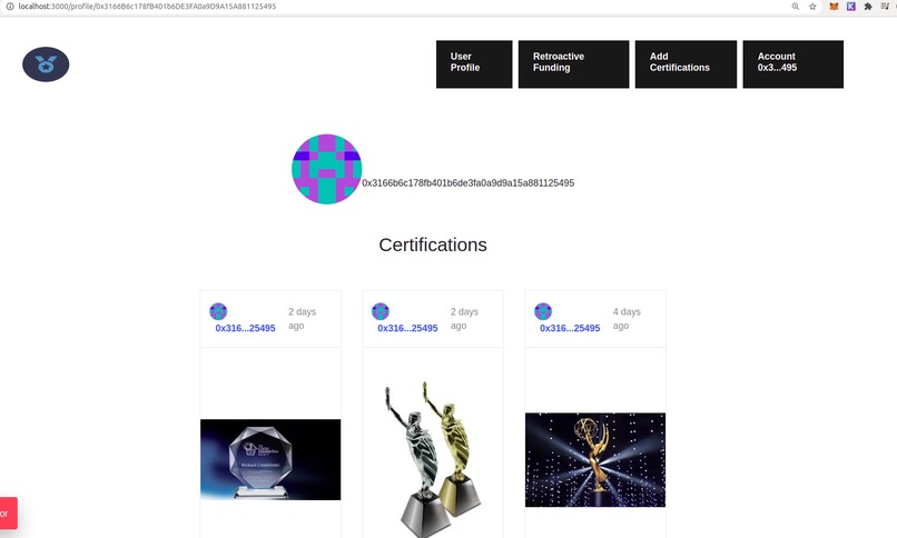 Certificates of Impact – screenshot 1