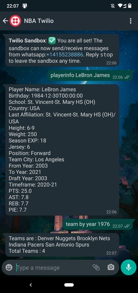NBA Twilio – screenshot 3