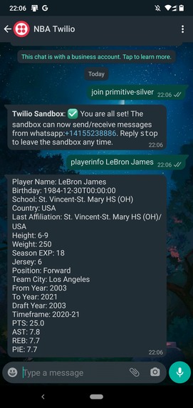 NBA Twilio – screenshot 2
