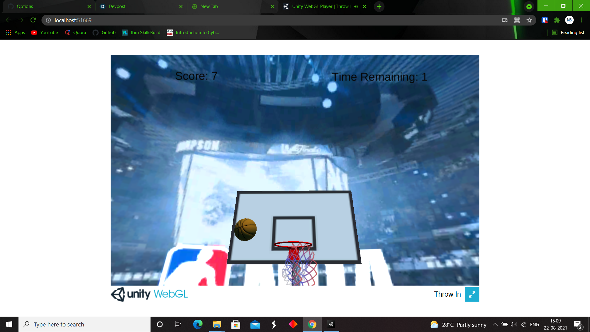 Throw In Basketball shooter game Devpost
