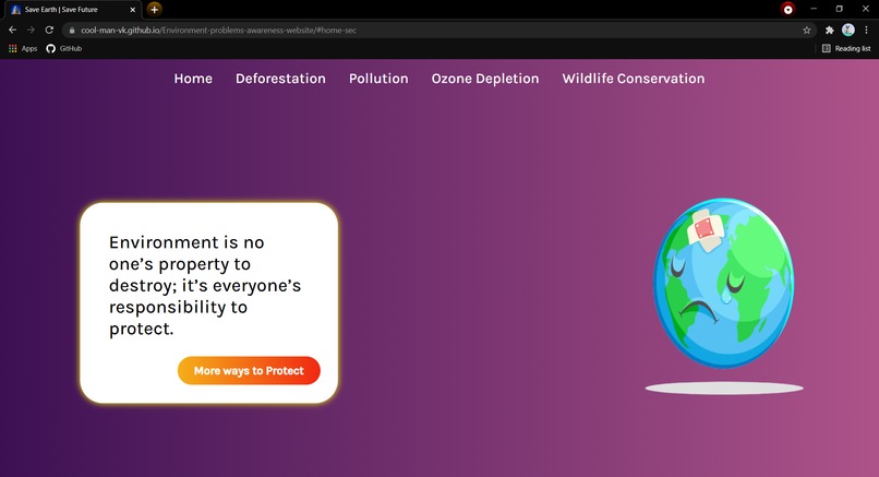 GlobeCare-an awareness website – screenshot 1