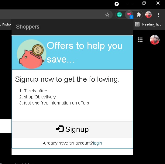 Google chrome extension for brand promotion alerts – screenshot 1