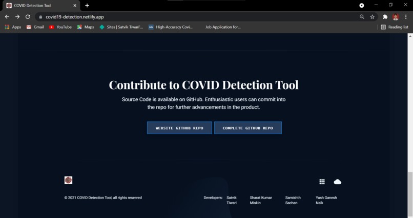 COVID Detection Tool – screenshot 2
