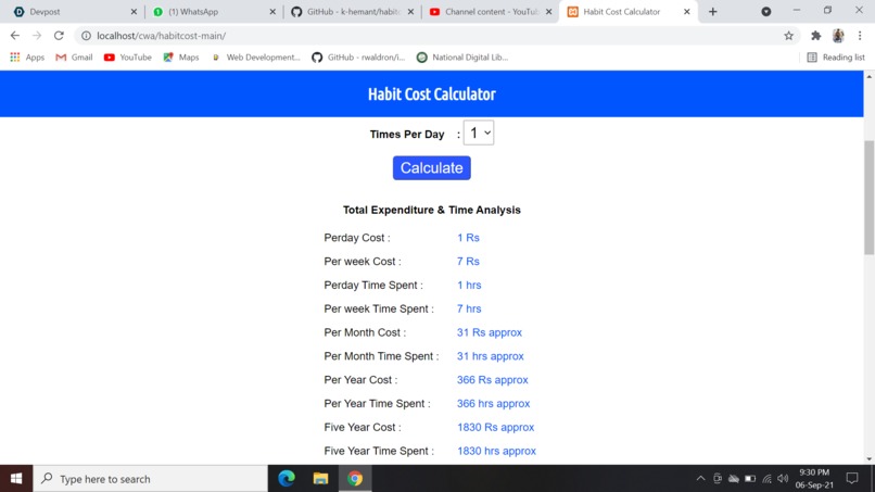 Habit Cost Calculator – screenshot 2