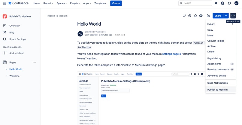 Publish to Medium – screenshot 2