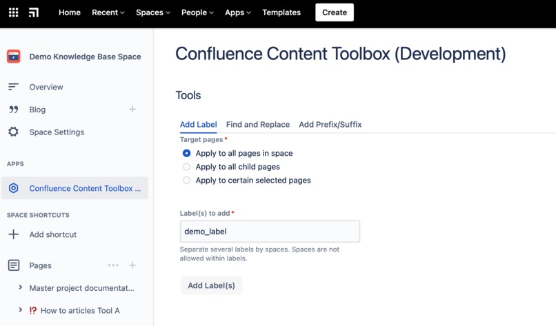 Confluence Content Toolbox – screenshot 2