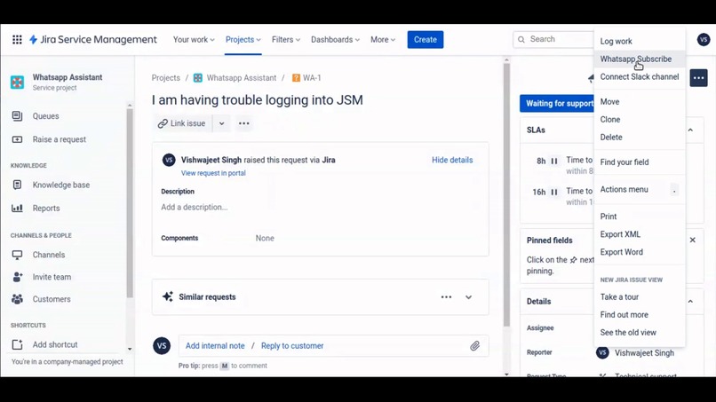 Whatsapp Assitant For JIRA – screenshot 1