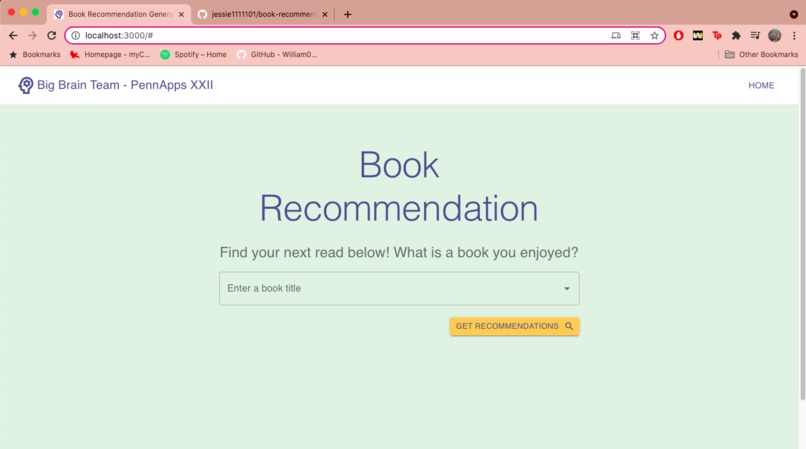 BookRecommender – screenshot 1