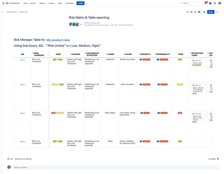 SoftComply Risk Manager for Confluence – screenshot 2