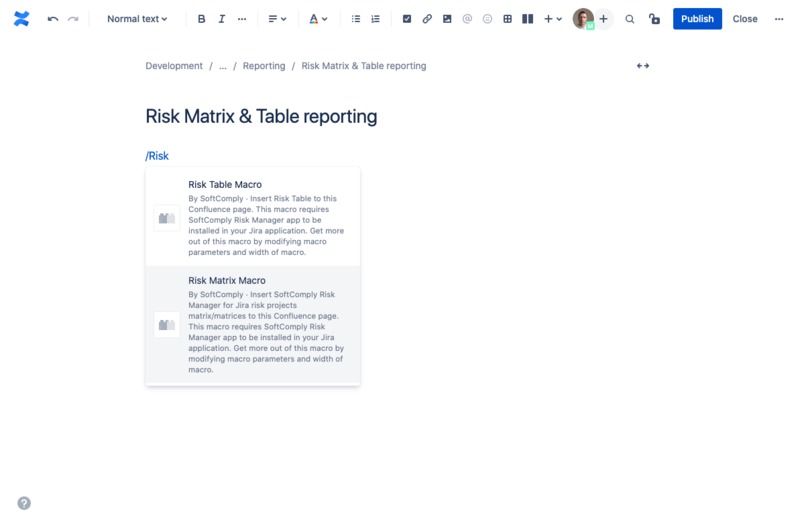 SoftComply Risk Manager for Confluence – screenshot 3