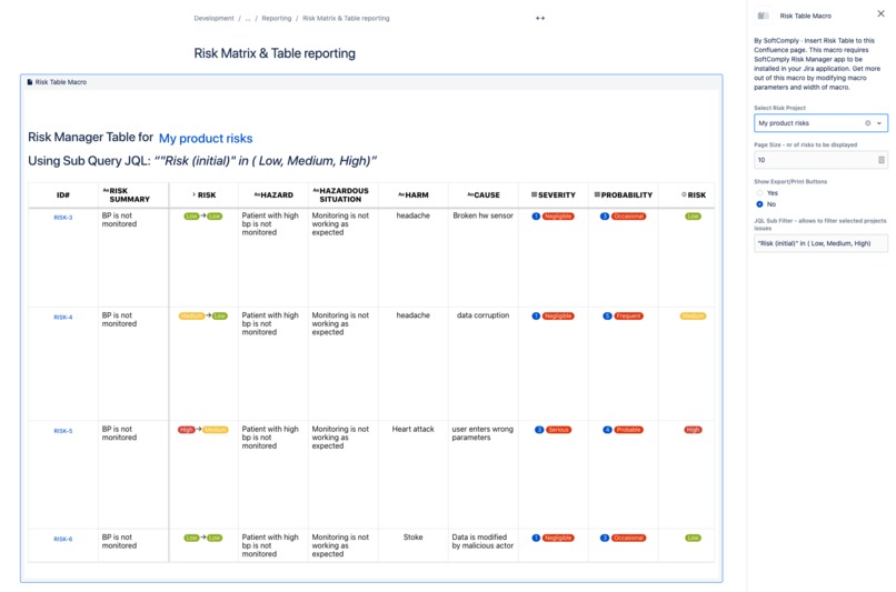 SoftComply Risk Manager for Confluence – screenshot 4