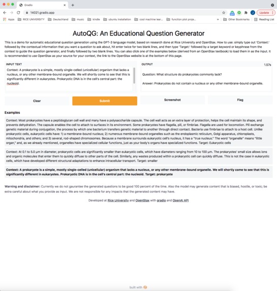 AutoQG: automatic question generator for education – screenshot 1