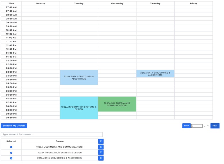 CourseScheduler – screenshot 2
