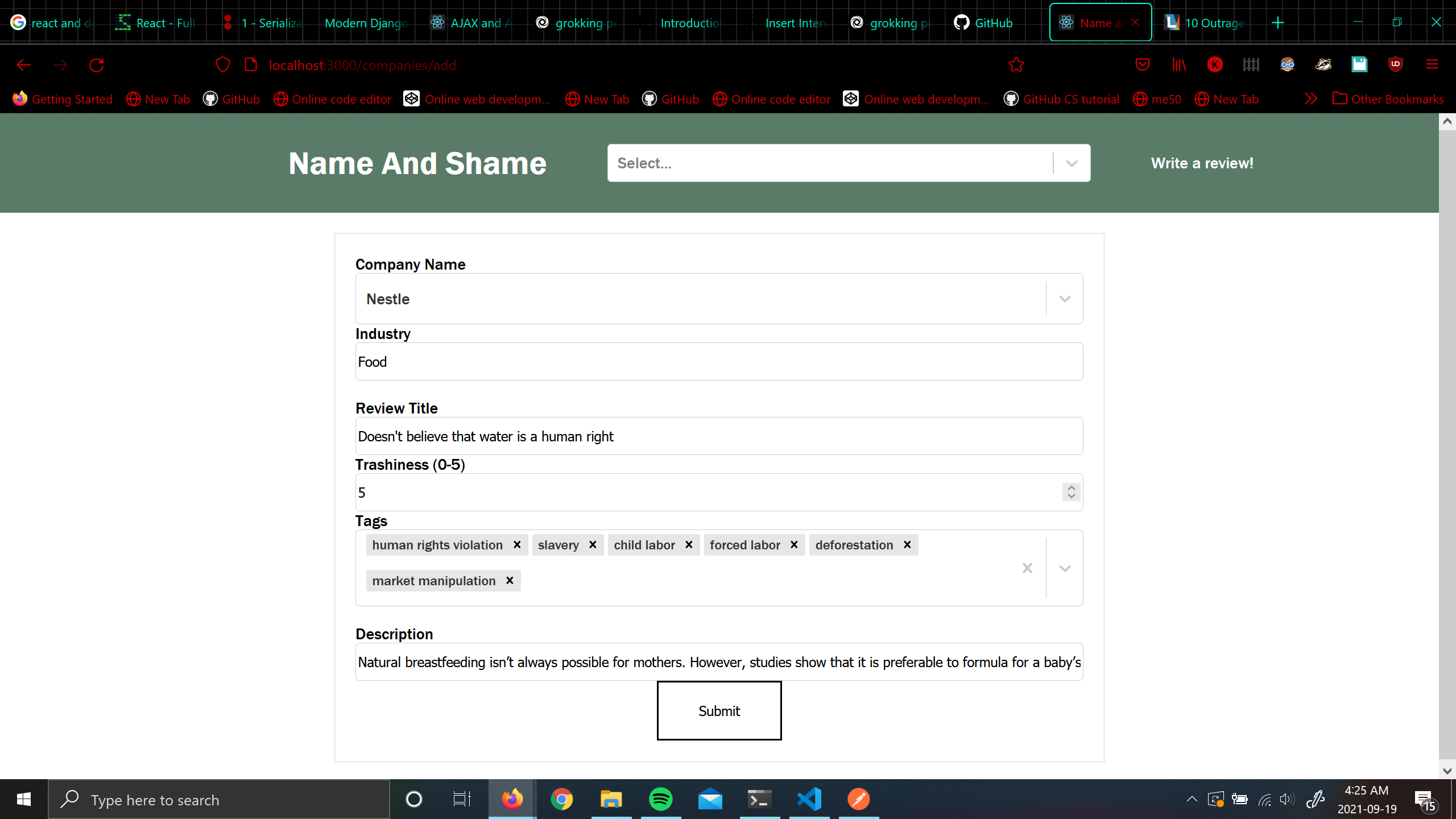 Name and Shame Devpost