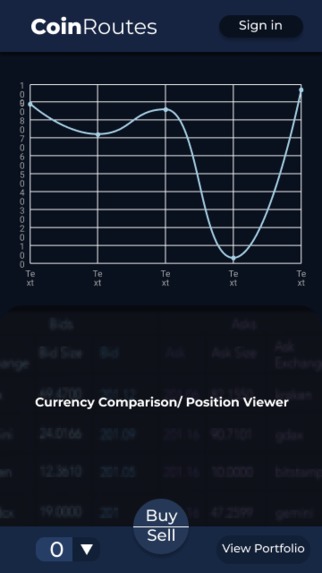CoinRoute Mobile UI – screenshot 1