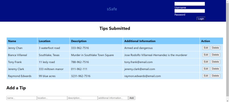 bSafe – screenshot 1