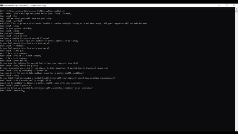 Mental health chat bot – screenshot 1