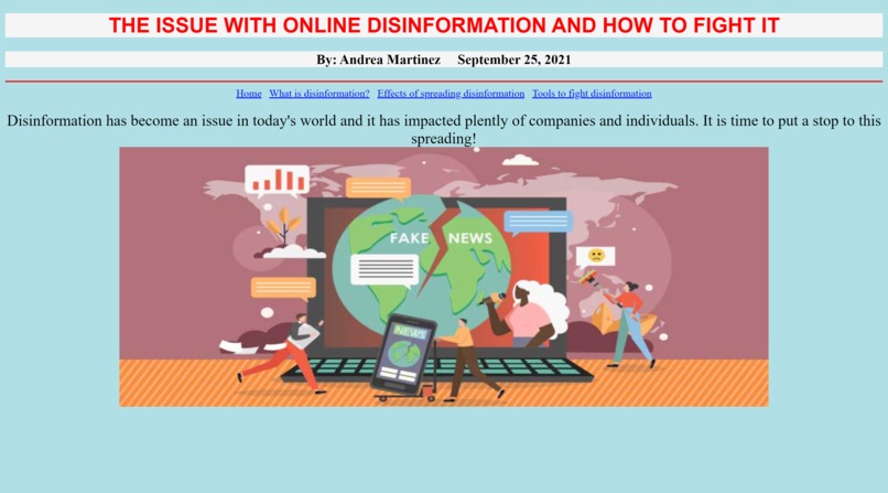 Website Project: The Issue with Online Disinformation – screenshot 1