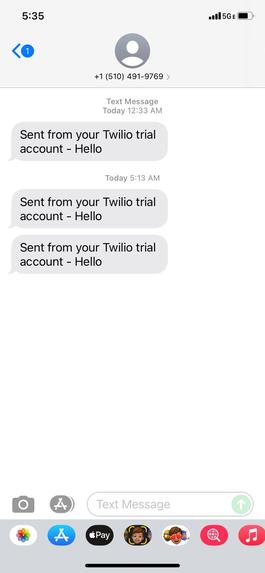 Get SMS with Twilio API – screenshot 1