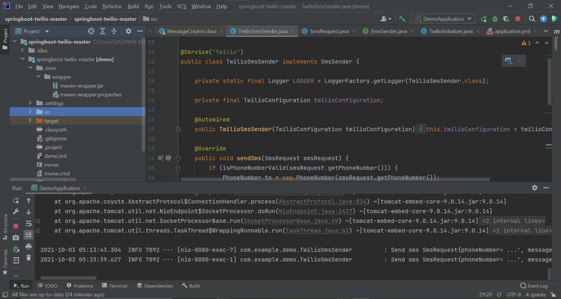 Get SMS with Twilio API – screenshot 3