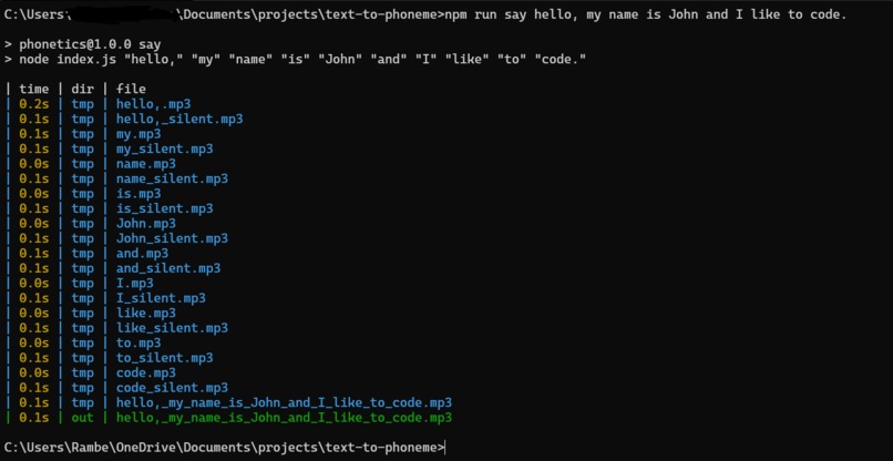 text to phonemes – screenshot 1