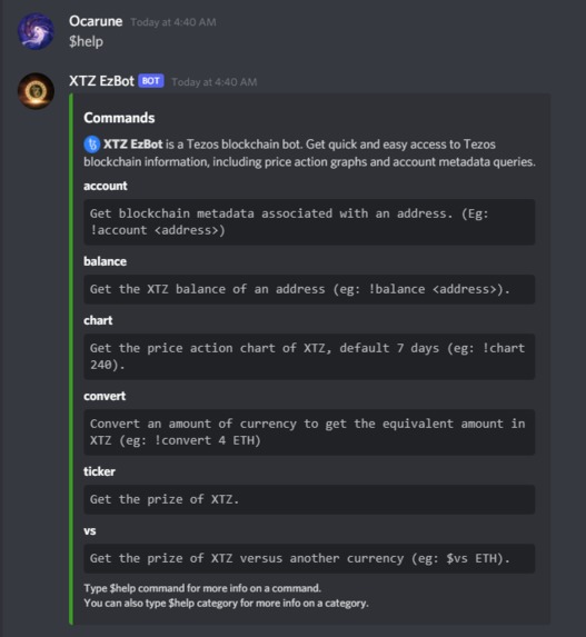 XTZ EzBot – screenshot 2