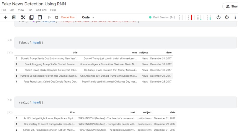 Fake Content detection using RNN – screenshot 1