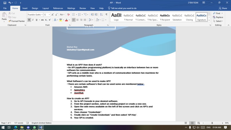 learning about API – screenshot 2
