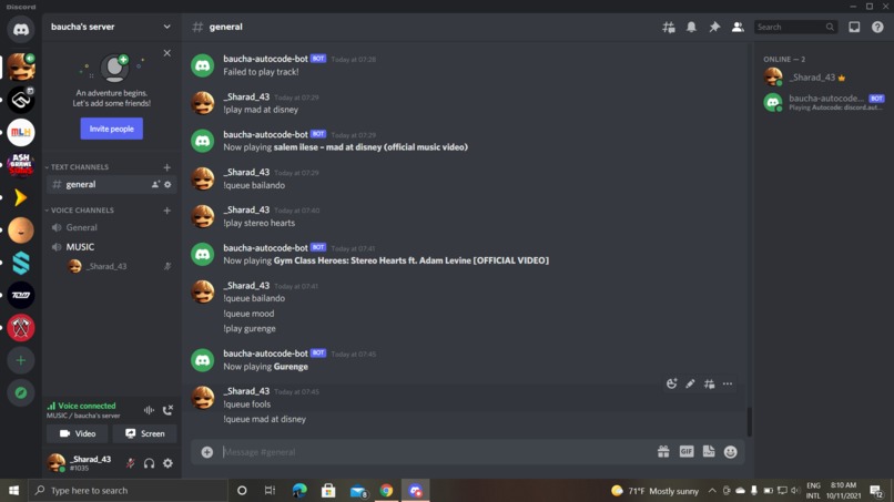 Connecting two APIS – screenshot 1