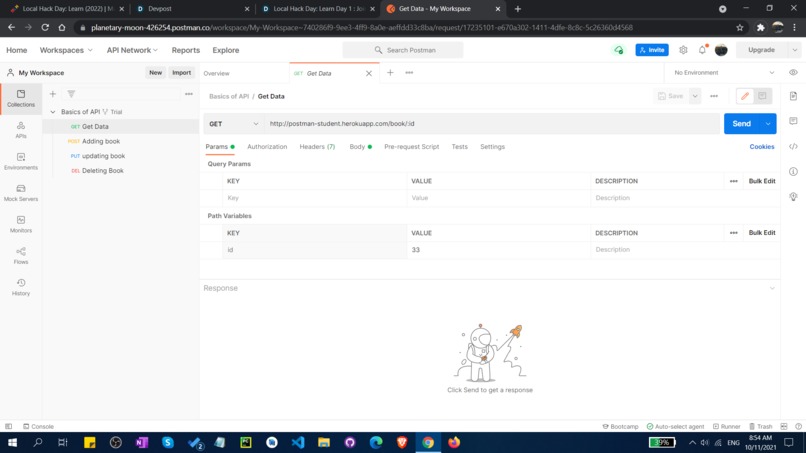 API working – screenshot 1