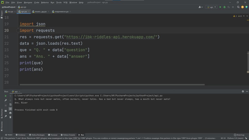 API Use – screenshot 1
