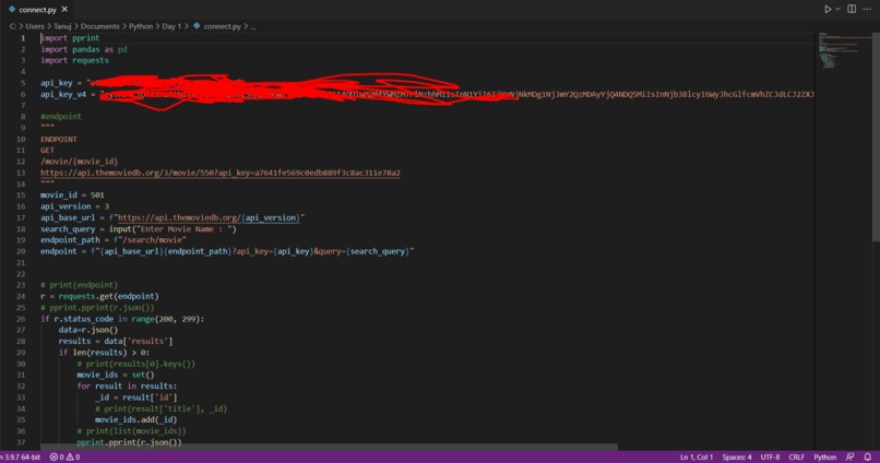 Learning how to work with API's – screenshot 2