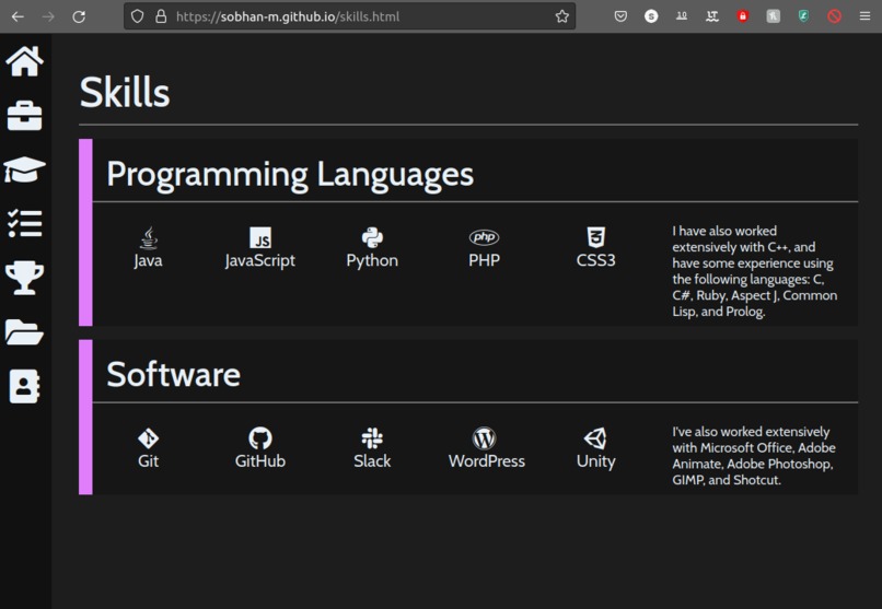 Github Pages Website – screenshot 2