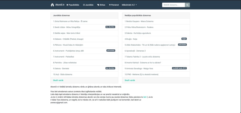 akordi.lv – screenshot 1