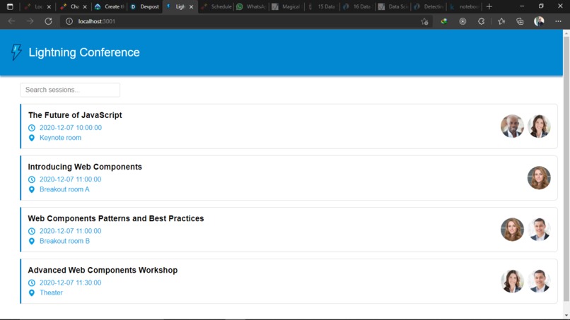 conference management application – screenshot 1
