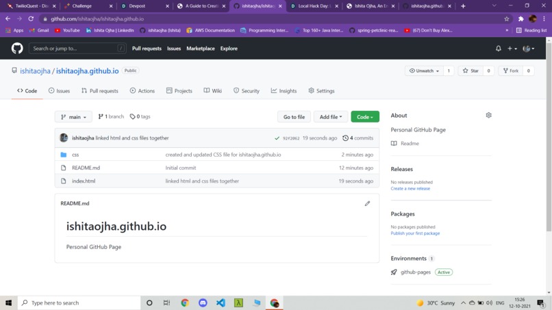 Personal GitHub Page – screenshot 3