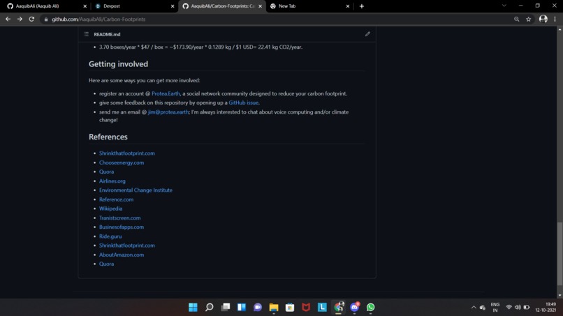 Carbon footprint – screenshot 2