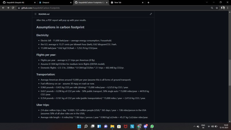 Carbon footprint – screenshot 3