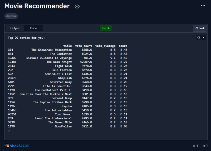The Movie Recommender – screenshot 2